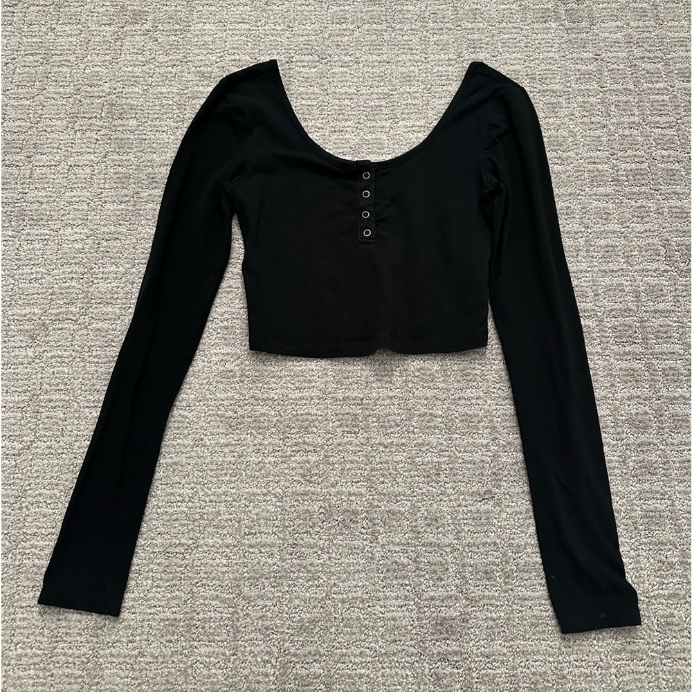 Aeropostale Scoop Neck Crop Top - Black